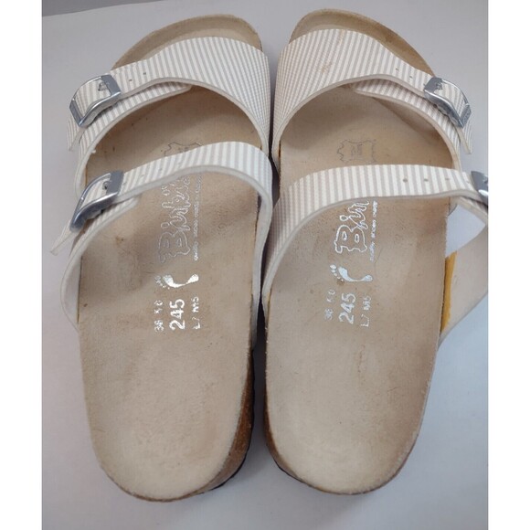 Birkenstock Birki's Sandals Women's Size 38/7 Tan White Striped Aziza - Picture 5 of 10